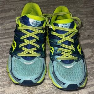Saucony Vibrant Blue and Lime Athletic Shoes